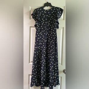 kate spade Navy Floral Midi Dress with White Blossoms